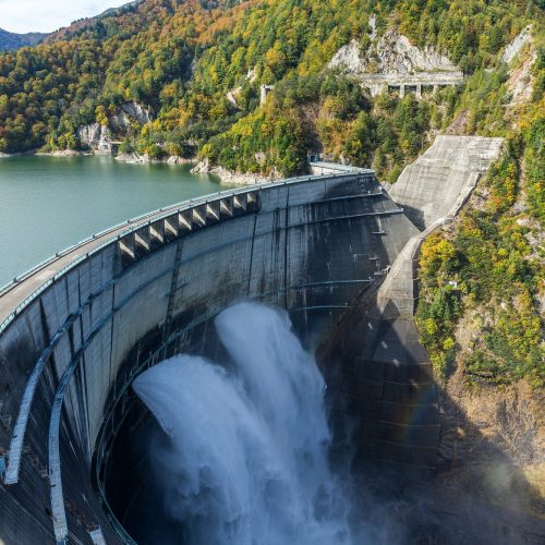 Kurobe Dam and rainbow Kurobe Dam and rainbow