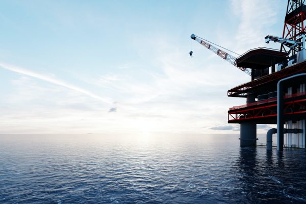Oil platform on the ocean. Offshore drilling for gas and petroleum Oil platform on the ocean. Offshore drilling for gas and petroleum